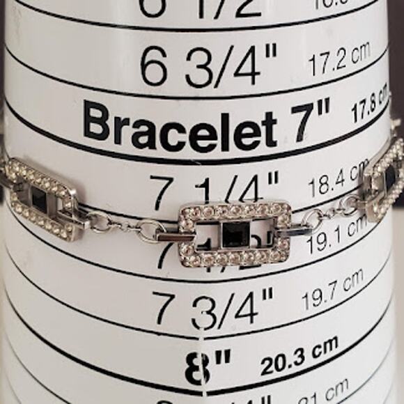 Swarovski Remix Bracelet Rhodium Plated with Clear and Jet Crystals Swan Signed - Picture 3 of 7